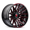 22x12 American Truxx Evolution AT1919BTR Gloss Black w/ Red Prizm Milled Spokes Wheel
